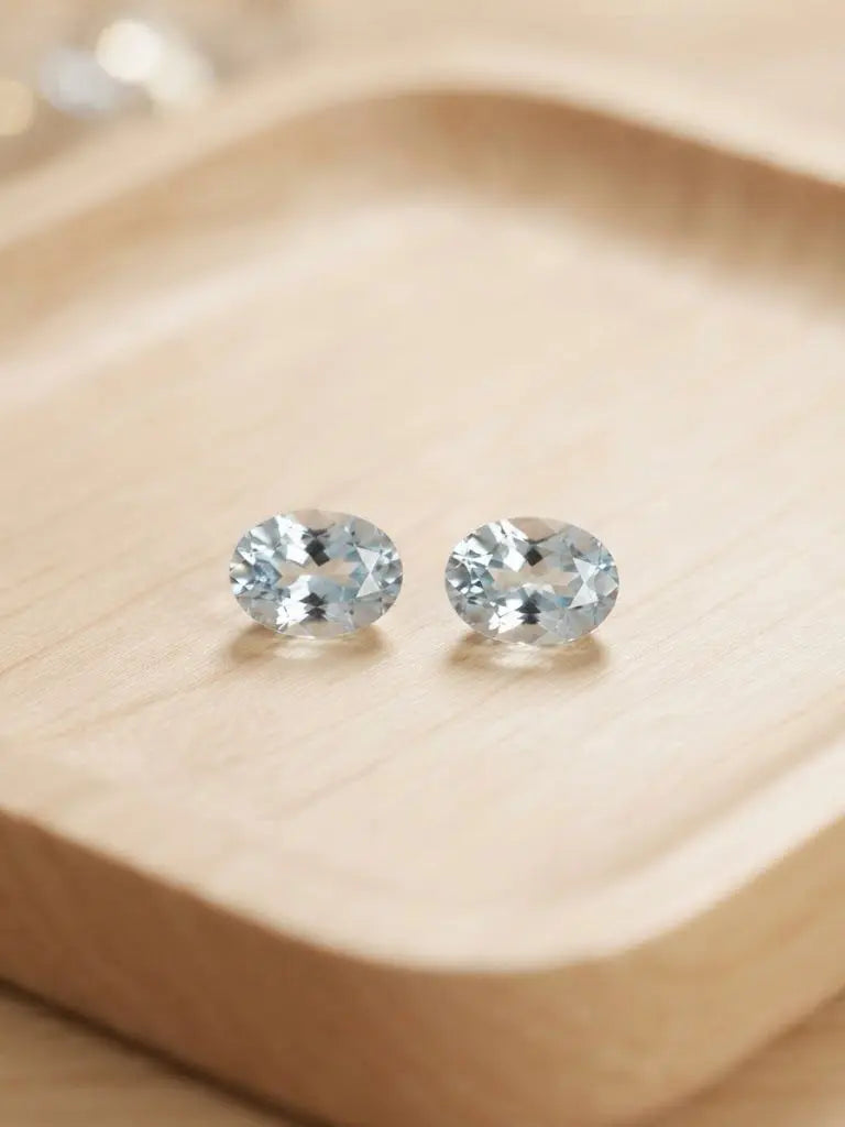 Natural Quality 2 Aquamarine Gemstones From Madagascar, Dimension 3x5 mm, Weight O.30 CT, Shape Oval cut, GEM-ABC-283